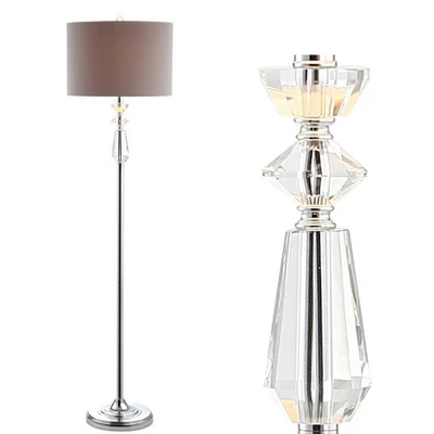 Jonathan Y Layla 59.5" Chrome Floor Lamp with Crystal Accents & LED Bulb 4 Jonathan Y Layla 59.5" Chrome Floor Lamp with Crystal Accents & LED Bulb - Image 2