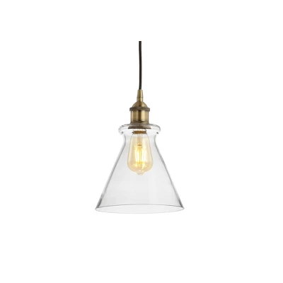 7.5" Adjustable Metal Goldwater Drop Pendant (Includes Energy Efficient Light Bulb) Brass - JONATHAN Y 3 7.5" Adjustable Metal Goldwater Drop Pendant (Includes Energy Efficient Light Bulb) Brass - JONATHAN Y