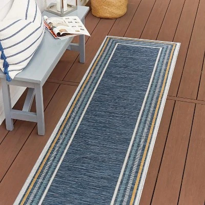 JONATHAN Y Pollux Classic Coastal Mitred Stripe Reversible Area Rug 6 JONATHAN Y Pollux Classic Coastal Mitred Stripe Reversible Area Rug - Image 4