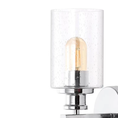 JONATHAN Y Jules 16.5" 2-Light LED Chrome and Seeded Glass Wall Sconce 7 JONATHAN Y Jules 16.5" 2-Light LED Chrome and Seeded Glass Wall Sconce - Image 5