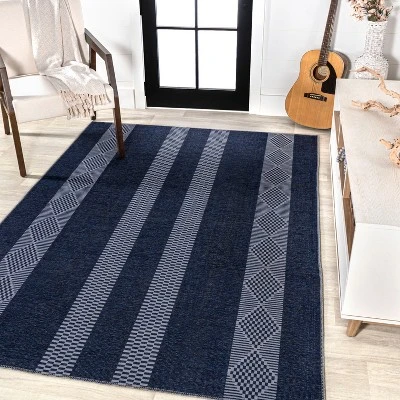 JONATHAN Y Nautisk Trellis Stripe Machine-Washable Area Rug 4 JONATHAN Y Nautisk Trellis Stripe Machine-Washable Area Rug - Image 2