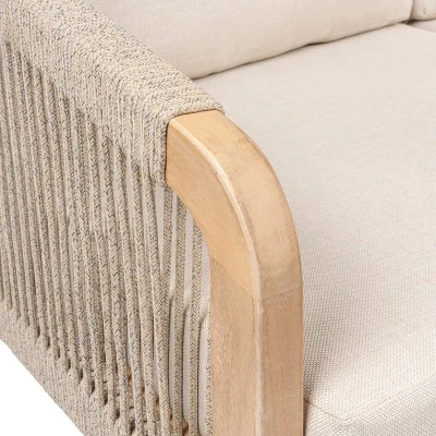 JONATHAN Y Arwen Modern Bohemian Roped Acacia Wood Outdoor Loveseat 4 JONATHAN Y Arwen Modern Bohemian Roped Acacia Wood Outdoor Loveseat - Image 2