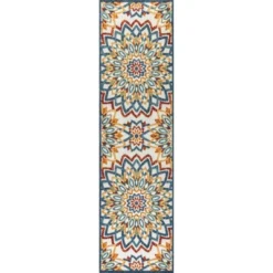 JONATHAN Y Flora Abstract Bold Mandala High-Low Indoor/Outdoor Area Rug