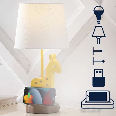17.5" Sahara Mid-Century Giraffe Kids' Table Lamp With USB Port - JONATHAN Y: Empire Shade, UL Listed 4 17.5" Sahara Mid-Century Giraffe Kids' Table Lamp With USB Port - JONATHAN Y: Empire Shade, UL Listed - Image 2