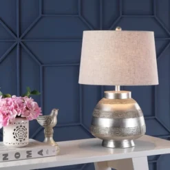 JONATHAN Y Ziggy 24" Resin Table Lamp with LED Bulb - Silver Glam Rock Design