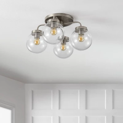 JONATHAN Y Piper 18-Inch 4-Light Farmhouse Rustic Iron and Glass LED Semi Flush Mount 10 JONATHAN Y Piper 18-Inch 4-Light Farmhouse Rustic Iron and Glass LED Semi Flush Mount - Image 8