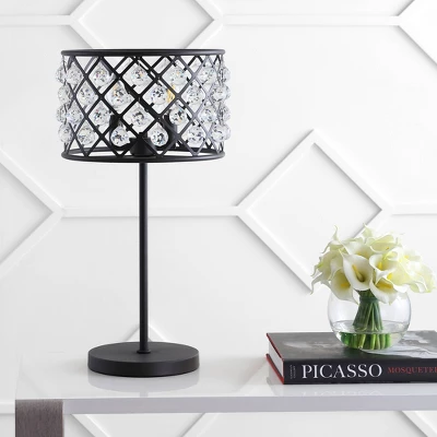 JONATHAN Y Gabrielle 22.5" Metal and Crystal Table Lamp with LED Bulb - Black 4 JONATHAN Y Gabrielle 22.5" Metal and Crystal Table Lamp with LED Bulb - Black - Image 2