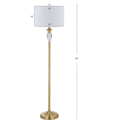 JONATHAN Y Evelyn Crystal and Brass Metal LED Floor Lamp with Linen Shade 4 JONATHAN Y Evelyn Crystal and Brass Metal LED Floor Lamp with Linen Shade - Image 2