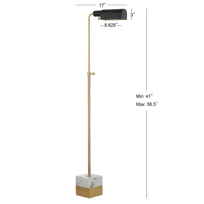 JONATHAN Y Iva 56.5" Adjustable Library Floor Lamp - Gold with Marble Base 5 JONATHAN Y Iva 56.5" Adjustable Library Floor Lamp - Gold with Marble Base - Image 3