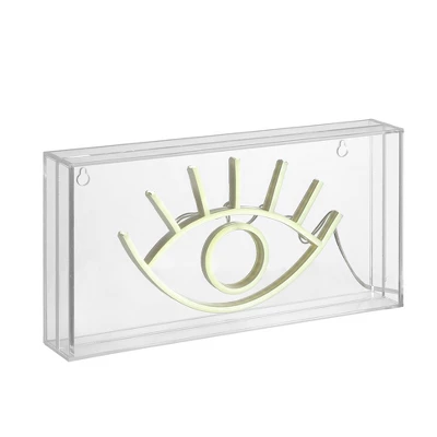 11.8" Eye Contemporary Glam Acrylic Box Pendant Neon Yellow (Includes LED Light Bulb) - JONATHAN Y 3 11.8" Eye Contemporary Glam Acrylic Box Pendant Neon Yellow (Includes LED Light Bulb) - JONATHAN Y