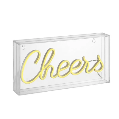 11.8" Cheers Contemporary Glam Acrylic Box Pendant: USB Powered, Wall Mountable - JONATHAN Y 3 11.8" Cheers Contemporary Glam Acrylic Box Pendant: USB Powered, Wall Mountable - JONATHAN Y