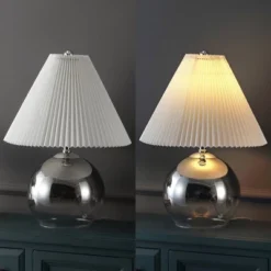 JONATHAN Y Louisa 22.5" Mid-Century Smoke Gradient Glass Table Lamp with Pleated Shade -Jonathan Y Store GUEST 1092a287 e515 4507 9594 f70a1baea4e1