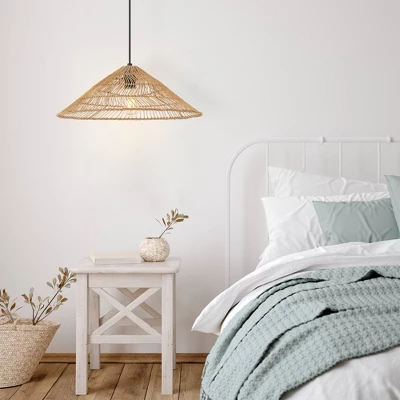 JONATHAN Y Nova 20.25" Farmhouse Coastal Rattan LED Pendant 9 JONATHAN Y Nova 20.25" Farmhouse Coastal Rattan LED Pendant - Image 7