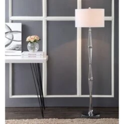 JONATHAN Y Francine 60" Crystal & Chrome Floor Lamp with LED Bulb