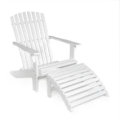 JONATHAN Y Saranac Traditional Acacia Wood Adirondack Chair with Detachable Ottoman -Jonathan Y Store GUEST 15576db3 f499 426f 966c f9a8131c65de