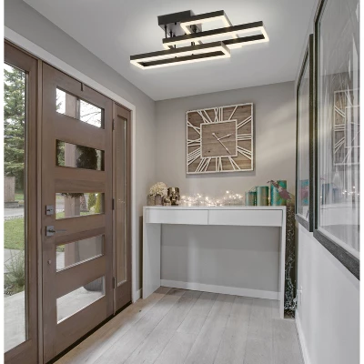 JONATHAN Y Turing 28.25" Metal Geometric LED Flush Mount Ceiling Light - Black 6 JONATHAN Y Turing 28.25" Metal Geometric LED Flush Mount Ceiling Light - Black - Image 4