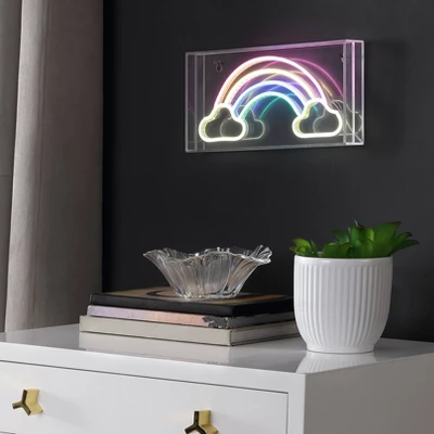 JONATHAN Y 11.75" Rainbow Contemporary Glam Acrylic Box Pendant 4 JONATHAN Y 11.75" Rainbow Contemporary Glam Acrylic Box Pendant - Image 2