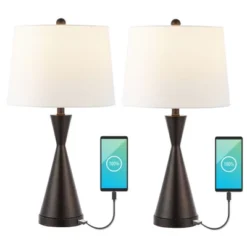JONATHAN Y Colton 26" Classic French Country Iron LED Table Lamps with USB Charging Port - Set of 2 -Jonathan Y Store GUEST 17c3dfa8 6961 47db 96df 585baf96f0f2
