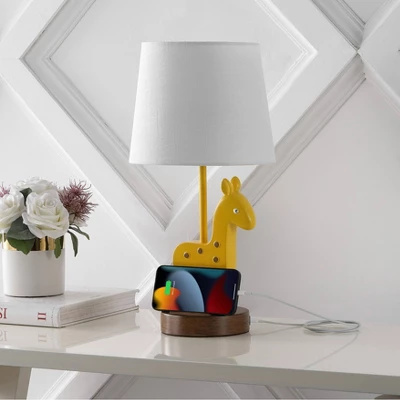 17.5" Sahara Mid-Century Giraffe Kids' Table Lamp With USB Port - JONATHAN Y: Empire Shade, UL Listed 5 17.5" Sahara Mid-Century Giraffe Kids' Table Lamp With USB Port - JONATHAN Y: Empire Shade, UL Listed - Image 3