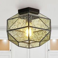 12.5" 1-Light Evelyn Vintage Farmhouse Iron/Glass LED Flush Mount Oil Rubbed Bronze - JONATHAN Y -Jonathan Y Store GUEST 19e621a4 68be 4ba5 9a96 6d4ce2349bd8