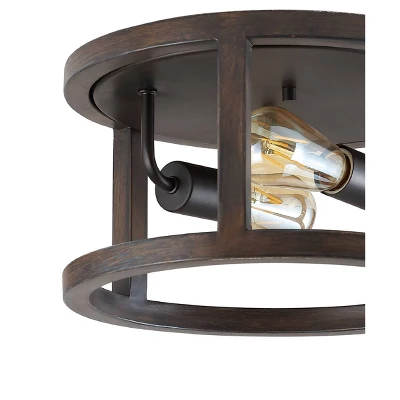 JONATHAN Y 12.75" Rustic Industrial LED Flush Mount Ceiling Light - Brown 4 JONATHAN Y 12.75" Rustic Industrial LED Flush Mount Ceiling Light - Brown - Image 2