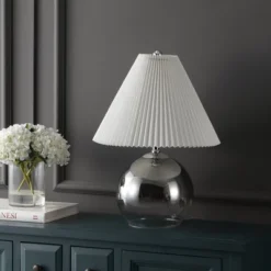 JONATHAN Y Louisa 22.5" Mid-Century Smoke Gradient Glass Table Lamp with Pleated Shade -Jonathan Y Store GUEST 1b0b616e 031e 4c17 b417 9e5bf789f683