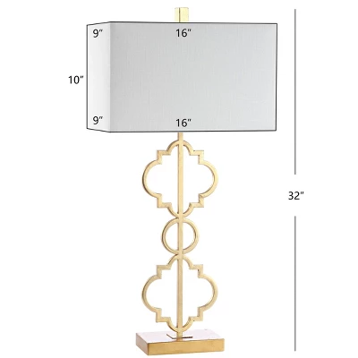 Jonathan Y Selina 32" Iron Ogee Trellis Modern USB Table Lamp in Gold 5 Jonathan Y Selina 32" Iron Ogee Trellis Modern USB Table Lamp in Gold - Image 3