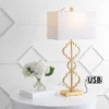 Jonathan Y Selina 32" Iron Ogee Trellis Modern USB Table Lamp in Gold