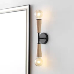 JONATHAN Y Katia 5.13" Modern Iron and Wood Double-Sided Hourglass LED Sconce