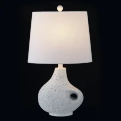 24" Charlotte Minimalist Designer Iron/Resin Oval Shade Table Lamp (Includes LED Light Bulb) White Terrazzo - JONATHAN Y -Jonathan Y Store GUEST 1f55e77e c13b 4222 be24 eadab12e181f