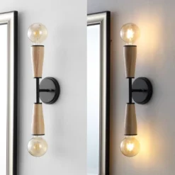 JONATHAN Y Katia 5.13" Modern Iron and Wood Double-Sided Hourglass LED Sconce -Jonathan Y Store GUEST 1f5955b3 840a 4937 b3f4 32e8965b240e