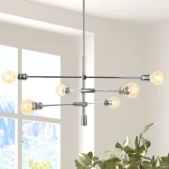 JONATHAN Y Atlas 36-Inch 6-Light Modern Vintage Arm-Adjustable LED Chandelier - Chrome -Jonathan Y Store GUEST 21f3b3cb 57b2 4698 93a7 02daaaae30bb