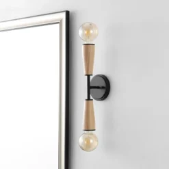 JONATHAN Y Katia 5.13" Modern Iron and Wood Double-Sided Hourglass LED Sconce -Jonathan Y Store GUEST 235e3bdf 93a6 44f0 9b77 1efde1458b0c