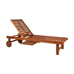JONATHAN Y Seabrook 69 x 24 Inch Outdoor Acacia Wood Lounger with Pull-Out Table & Wheels -Jonathan Y Store GUEST 237c8c05 1e90 421d 9fcd 14f3b96cb8e8