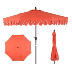JONATHAN Y Tracy 9 Ft. Classic Mid-Century Scalloped Fringe Market Patio Umbrella -Jonathan Y Store GUEST 242ca8b0 3128 4445 ad8b ad4b262b49f5