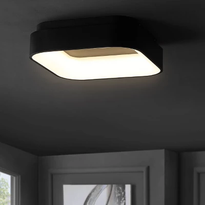 JONATHAN Y Rafael 17.75" Metal Flush Mount - Black LED Ceiling Light 3 JONATHAN Y Rafael 17.75" Metal Flush Mount - Black LED Ceiling Light