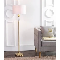 JONATHAN Y Evelyn 60" Gold Metal Floor Lamp with Crystal Accents