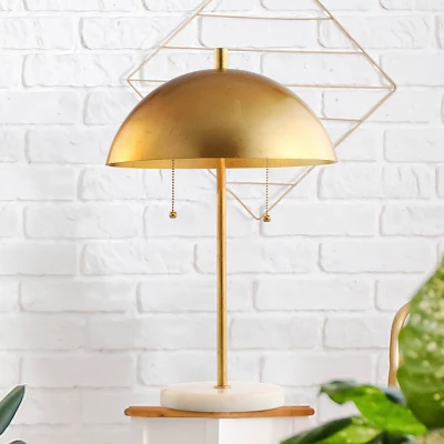 20.7" Metal Dome Table Lamp With Marble Base (Includes LED Light Bulb) Gold/White - Jonathan Y 6 20.7" Metal Dome Table Lamp With Marble Base (Includes LED Light Bulb) Gold/White - Jonathan Y - Image 4