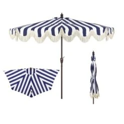 JONATHAN Y Beverly 9' Designer Scalloped Fringe Half Market Patio Umbrella -Jonathan Y Store GUEST 2708087b 3255 425e 9cb3 9d58acb1a270