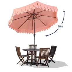 JONATHAN Y Tracy 9 Ft. Classic Mid-Century Scalloped Fringe Market Patio Umbrella -Jonathan Y Store GUEST 2772b7cf 6223 439a 9b19 7dffd4dcb8e7