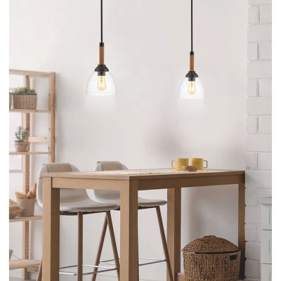 Jonathan Y Alys 7.63" Adjustable Rope Wrap Modern Rustic LED Kitchen Pendant - Black 3 Jonathan Y Alys 7.63" Adjustable Rope Wrap Modern Rustic LED Kitchen Pendant - Black