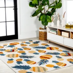 JONATHAN Y Ananas Bold Pineapple High-Low Indoor/Outdoor Rug -Jonathan Y Store GUEST 290042d0 3f67 47fc ab1b 3a94d0cf972d