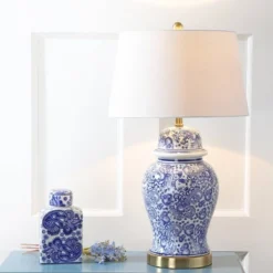 29.5" Ceramic Ellis Table Lamp (Includes LED Light Bulb) Blue - JONATHAN Y
