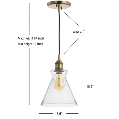 7.5" Adjustable Metal Goldwater Drop Pendant (Includes Energy Efficient Light Bulb) Brass - JONATHAN Y 5 7.5" Adjustable Metal Goldwater Drop Pendant (Includes Energy Efficient Light Bulb) Brass - JONATHAN Y - Image 3