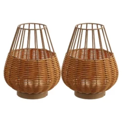 JONATHAN Y Elian 10" Rechargeable Indoor/Outdoor Faux Wicker LED Table Lamps, Set of 2 -Jonathan Y Store GUEST 2d1de0de 8cd7 4714 ba5a 727105b2f96e