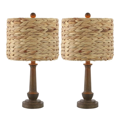 JONATHAN Y Leona 21.25" Rustic Farmhouse Rattan Table Lamps - Set of 2 3 JONATHAN Y Leona 21.25" Rustic Farmhouse Rattan Table Lamps - Set of 2