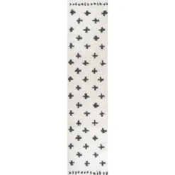 JONATHAN Y Cristo Berber Geometric Shag Indoor Area Rug - Gray & Ivory