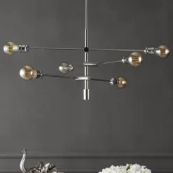 JONATHAN Y Atlas 36-Inch 6-Light Modern Vintage Arm-Adjustable LED Chandelier - Chrome -Jonathan Y Store GUEST 2e4f714e ceda 43fb 85b9 143bc3a60328