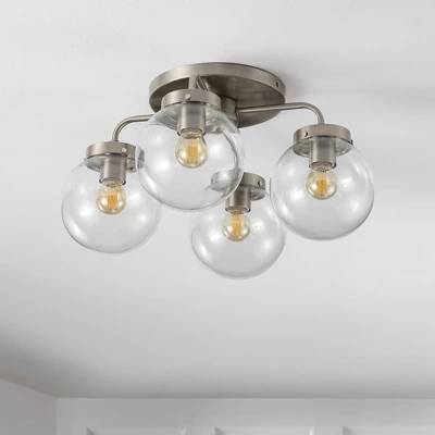 JONATHAN Y Piper 18-Inch 4-Light Farmhouse Rustic Iron and Glass LED Semi Flush Mount 6 JONATHAN Y Piper 18-Inch 4-Light Farmhouse Rustic Iron and Glass LED Semi Flush Mount - Image 4