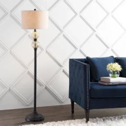 JONATHAN Y January 60" Glass and Metal Floor Lamp with LED Bulb
